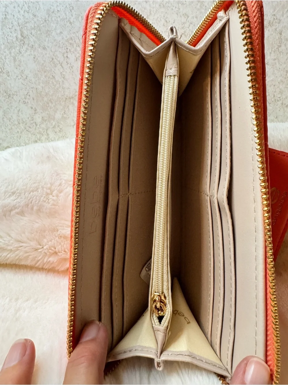 bebe Quilted Wristlet Wallet in Coral NWT and card holder